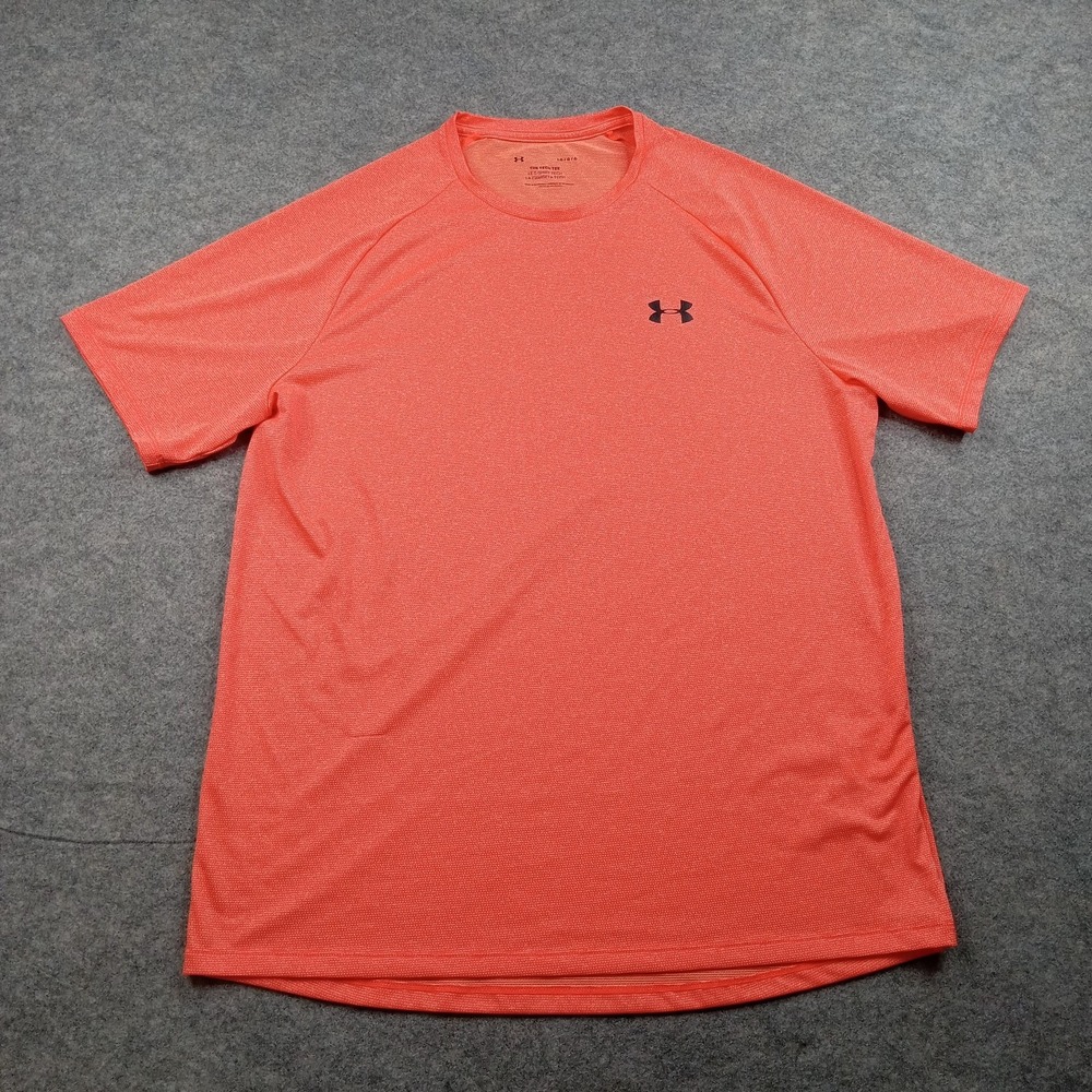 Under Armour Shirt‎ Mens Large Orange Tech Tee Short Sleeve Athletic Training